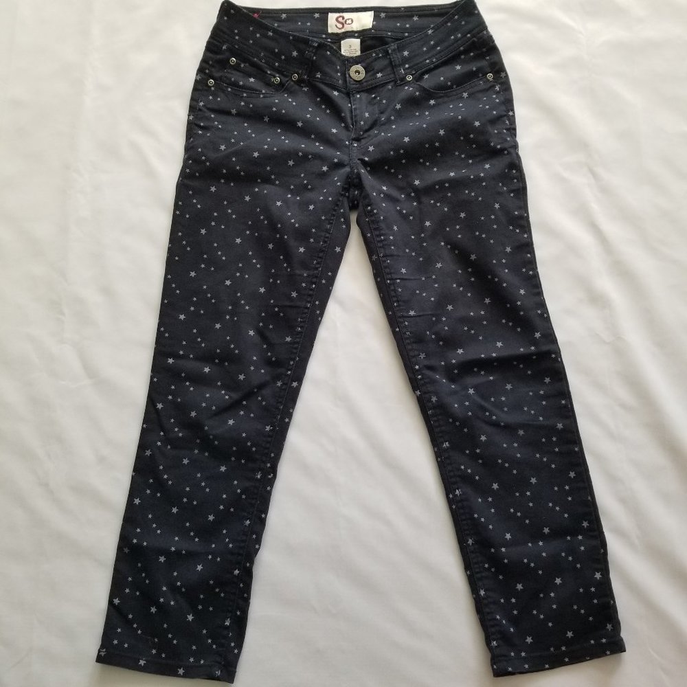 Capri Light Denim Jeans Dark Blue With stars SZ 3